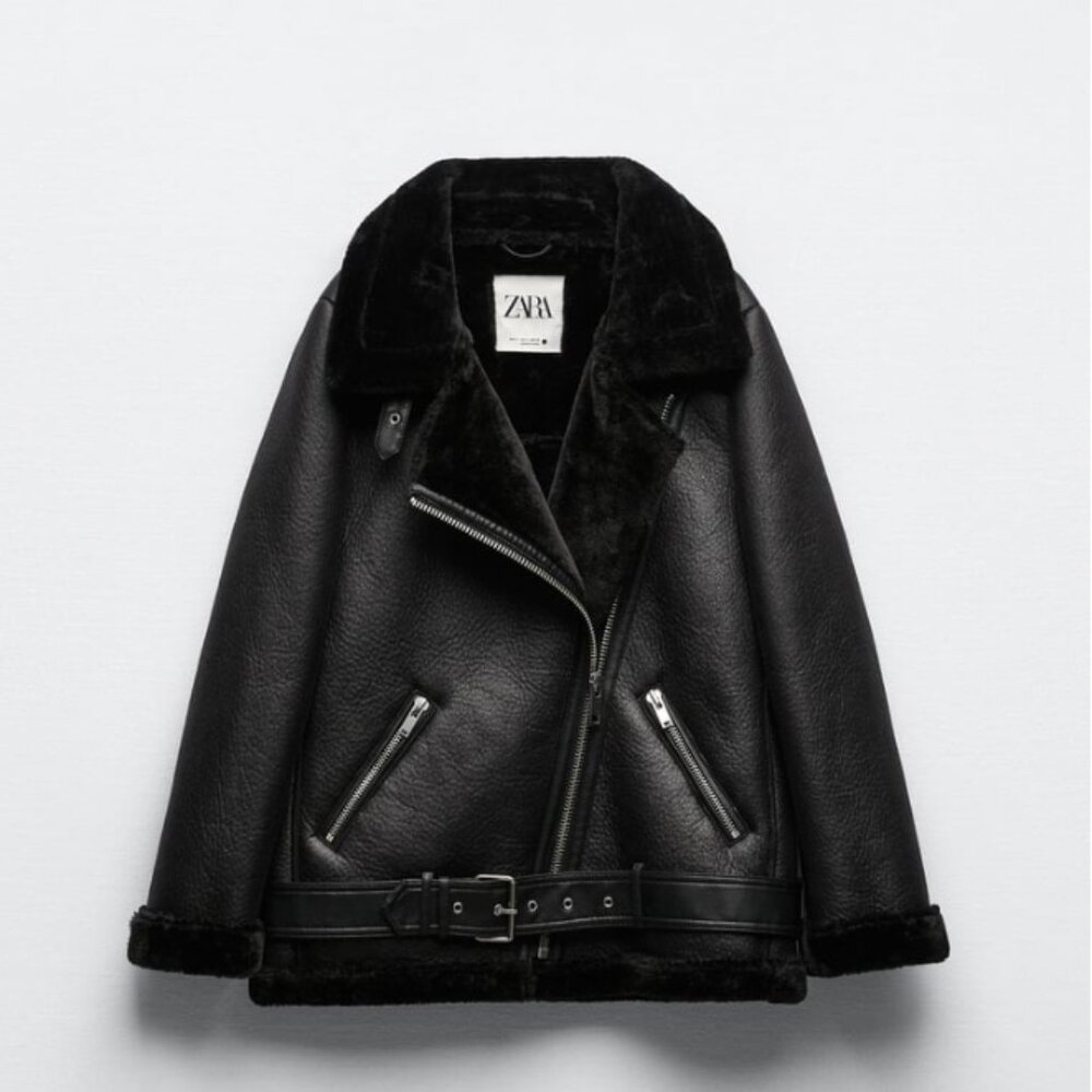 Zara Double-Faced Black Leather jacket